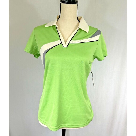 IZOD XFG Cool-FX Golf V-Neck Polo Shirt - Tennis - Celery Green - Women's Sz S/P - Picture 1 of 9